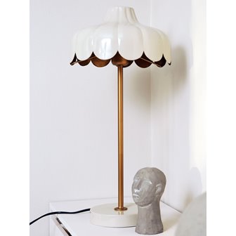 Biała lampka nocna kwiat retro 50cm